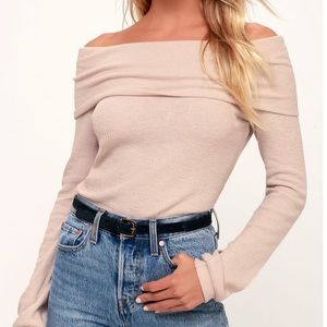 Blush Off-the-Shoulder Knit Sweater Top